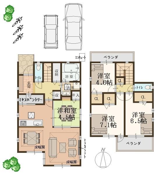 Floor plan. 33 million yen, 4LDK, Land area 125.17 sq m , Building area 105.77 sq m floor plan