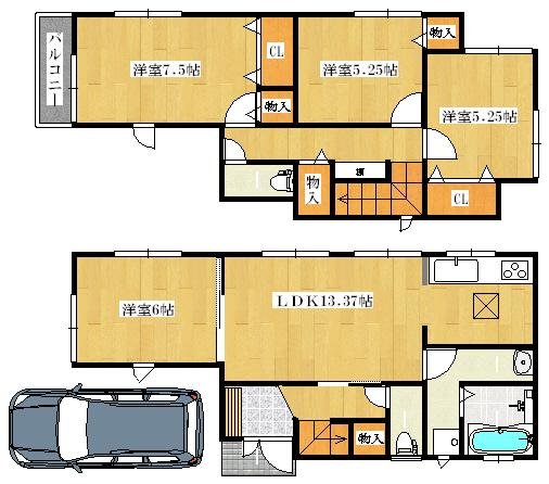 Floor plan. 24,800,000 yen, 4LDK, Land area 100.48 sq m , Building area 93.15 sq m   ◆ Floor plan