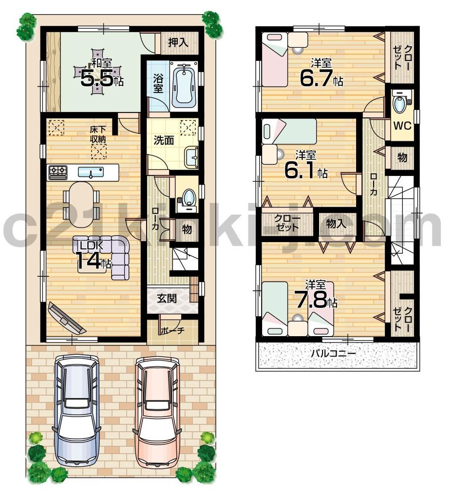 Floor plan. 27,800,000 yen, 4LDK, Land area 104.56 sq m , Building area 95.57 sq m