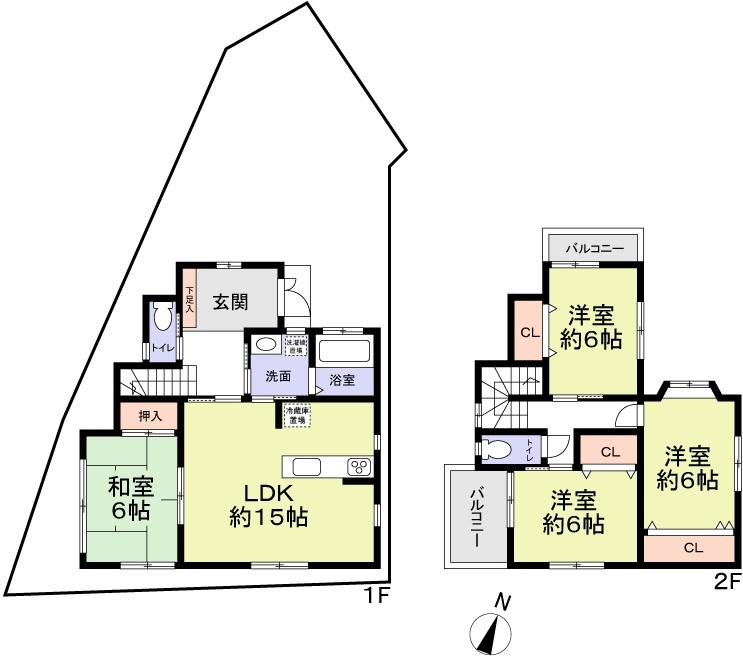 Floor plan. 32,800,000 yen, 4LDK, Land area 111.74 sq m , Building area 96.39 sq m