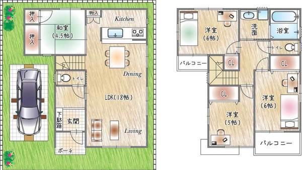 Floor plan. 23.8 million yen, 4LDK, Land area 80.94 sq m , Building area 93.15 sq m family is welcoming spacious space