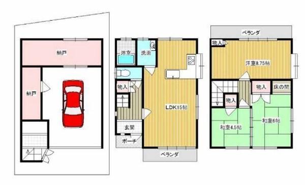 Floor plan. 9.8 million yen, 3LDK, Land area 68.2 sq m , Building area 109.35 sq m
