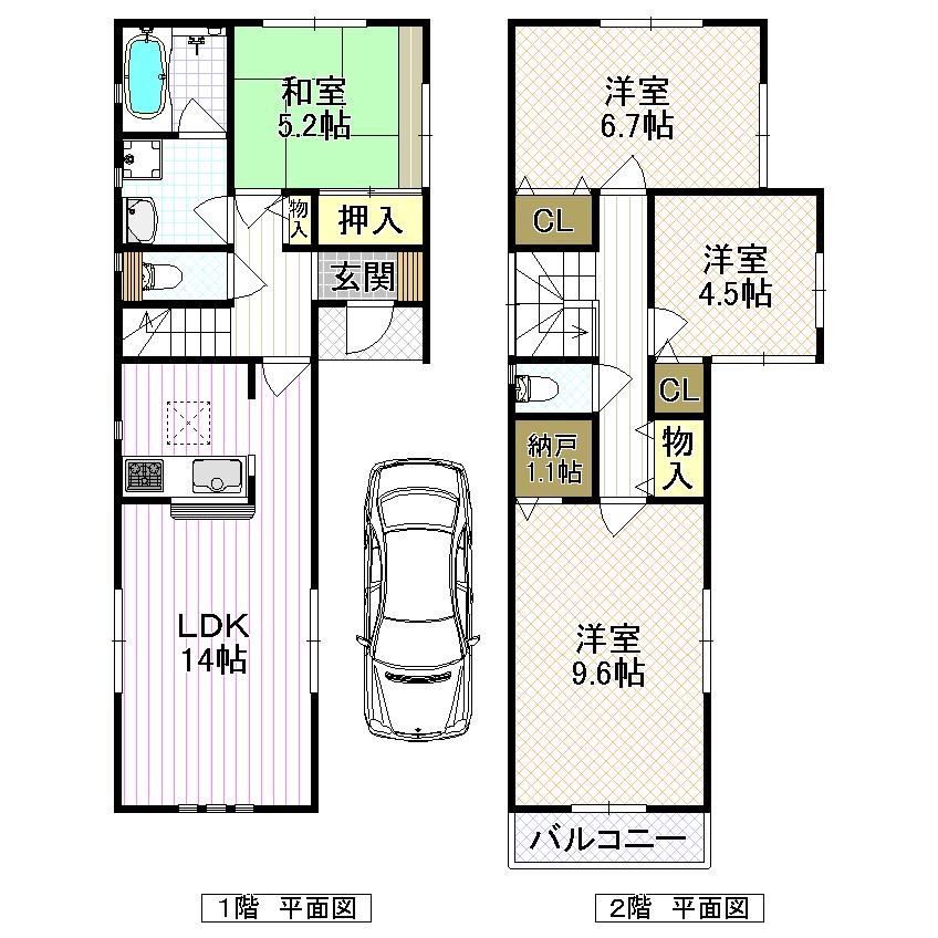 Floor plan. (The 2-2 No. land), Price 23.8 million yen, 4LDK+S, Land area 96.53 sq m , Building area 94.36 sq m