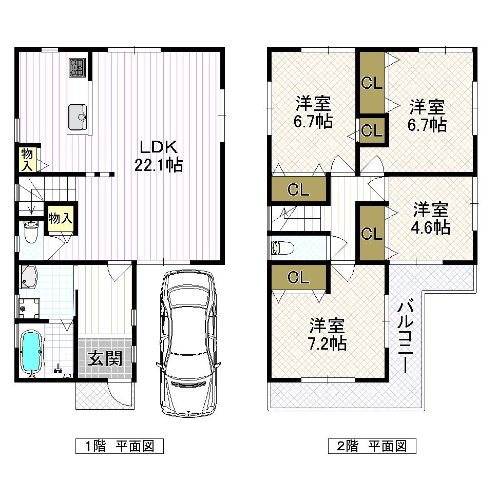 Floor plan. (A No. land), Price 28.8 million yen, 4LDK, Land area 94.38 sq m , Building area 114.76 sq m