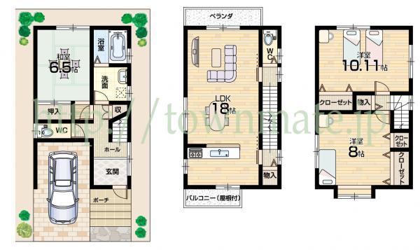 Floor plan. 20.8 million yen, 3LDK, Land area 61.49 sq m , Building area 110.58 sq m land area 61.49 square meters building area 110.58 square meters