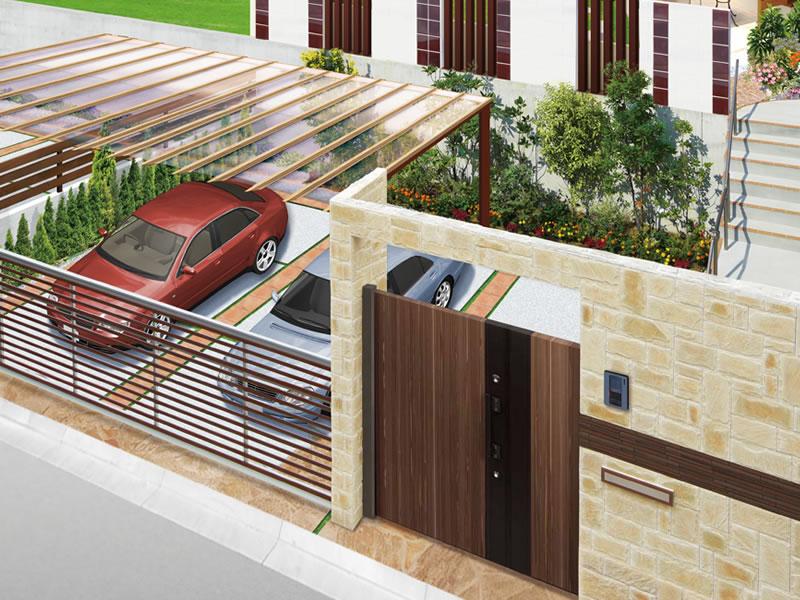 Parking lot. Firm of peace of mind entrance. Parking is Easy two! ! With so roof is also useful on a rainy day.