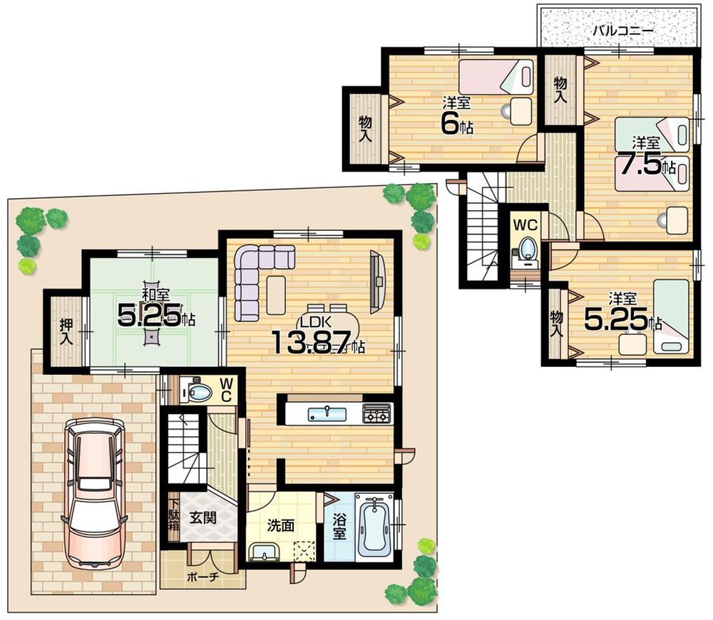 Floor plan. 21,800,000 yen, 4LDK, Land area 90.13 sq m , Building area 90.46 sq m