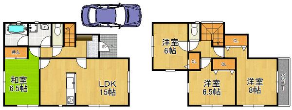 Floor plan. 28.8 million yen, 4LDK, Land area 120.01 sq m , Building area 95.58 sq m all room 6 tatami mats or more, Spacious living space with storage space ☆
