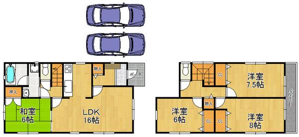 Floor plan. 31,800,000 yen, 4LDK, Land area 120.01 sq m , Building area 100.44 sq m balcony spacious, Residence of 4LDK