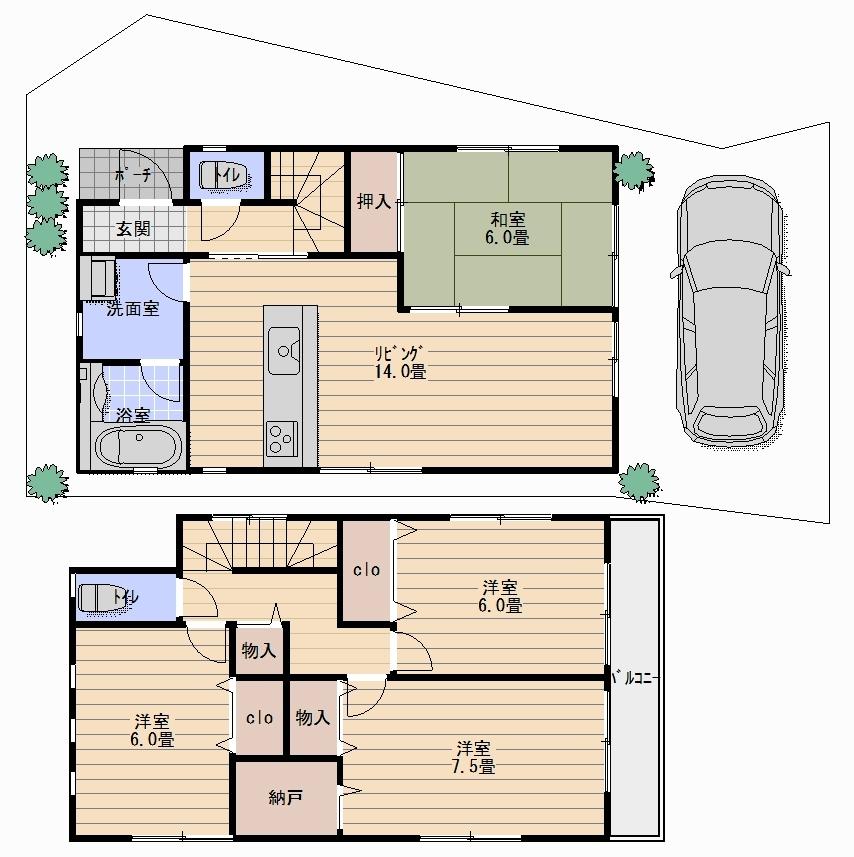 Floor plan. (No. 2 locations), Price 25,800,000 yen, 4LDK, Land area 110.73 sq m , Building area 93.96 sq m