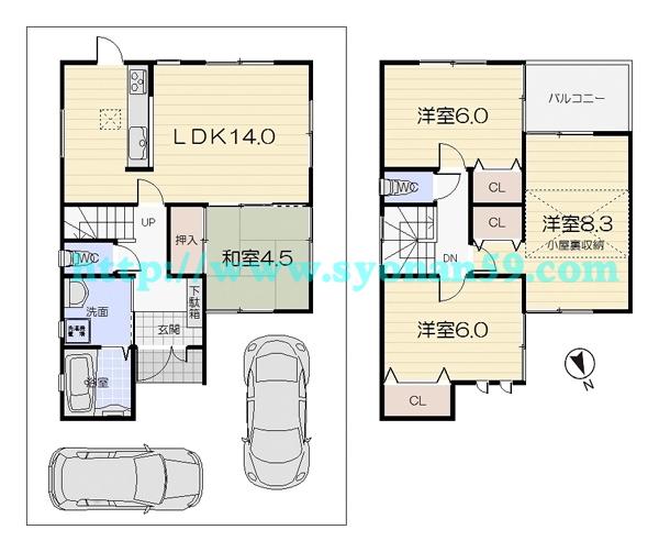 Floor plan. 33,800,000 yen, 4LDK, Land area 92.7 sq m , Building area 91.08 sq m floor plan