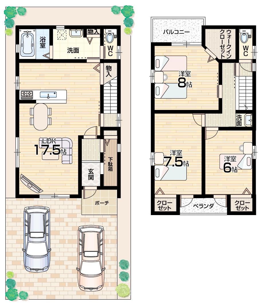 Floor plan. 23.8 million yen, 3LDK + S (storeroom), Land area 90.32 sq m , Building area 97.35 sq m floor plan