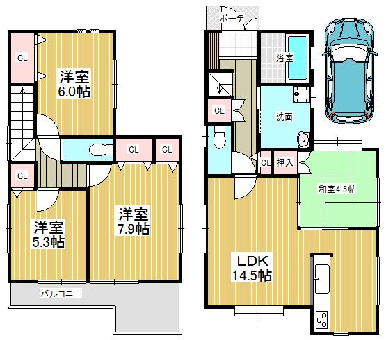 Floor plan. 32,800,000 yen, 4LDK, Land area 87.42 sq m , Building area 92.12 sq m