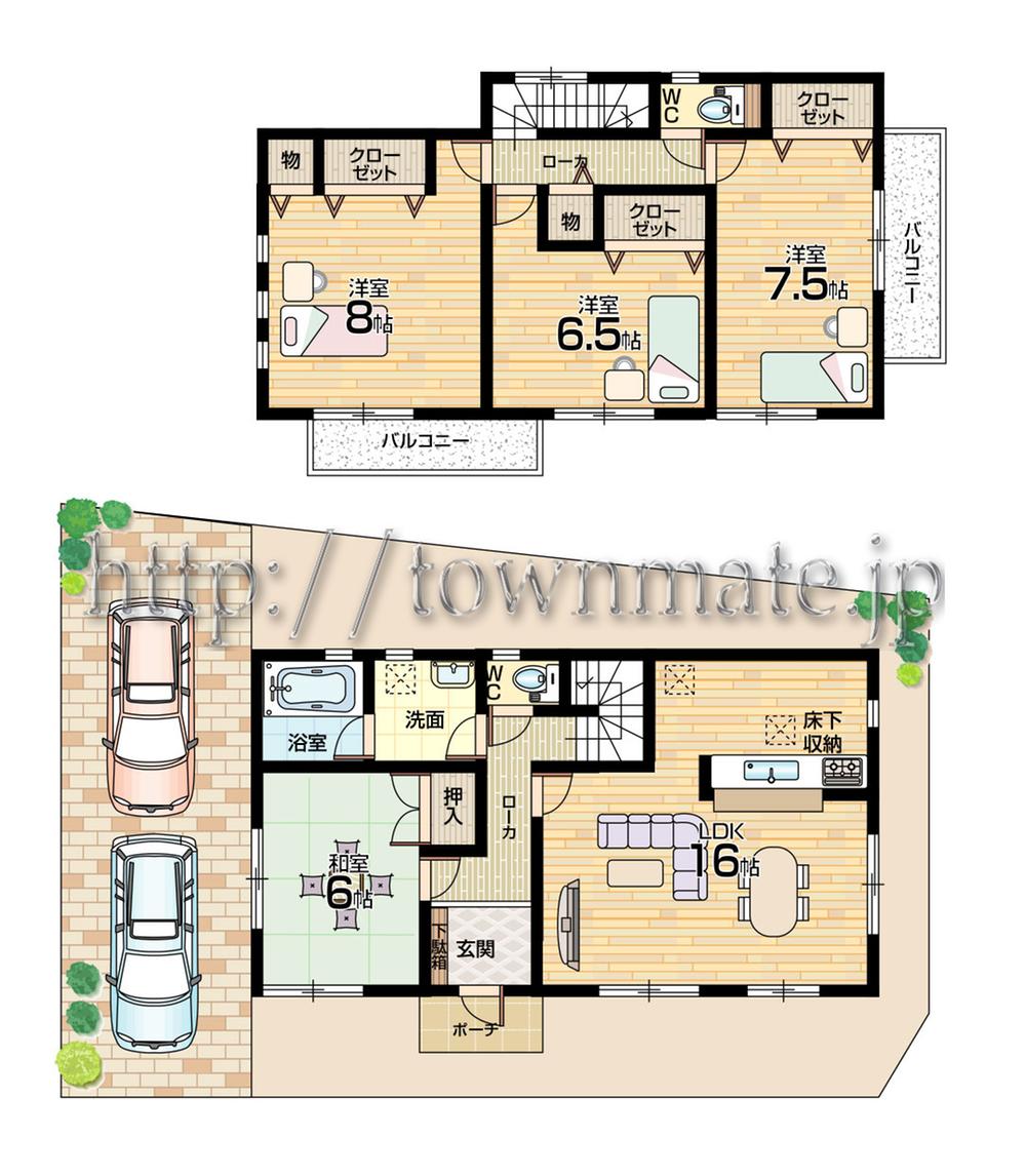 Floor plan. (3 Building), Price 28.8 million yen, 4LDK, Land area 120 sq m , Building area 103.68 sq m