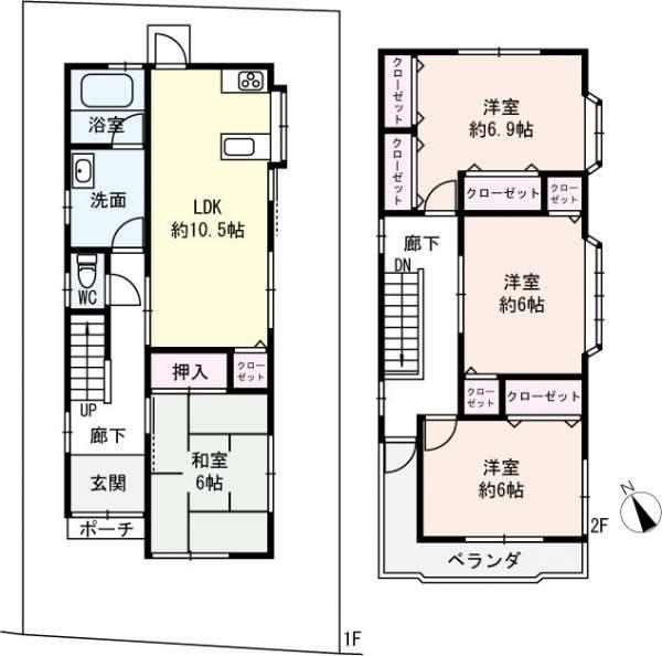 Floor plan. 12.3 million yen, 4LDK, Land area 97.48 sq m , Building area 92.65 sq m building area of ​​approximately 28.02 square meters June 2003 construction