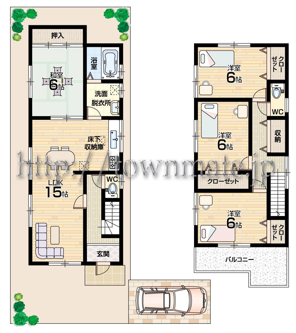 Floor plan. (1 Building), Price 19,800,000 yen, 4LDK, Land area 100.99 sq m , Building area 97.71 sq m