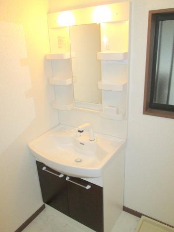 Wash basin, toilet. Shampoo is Dresser