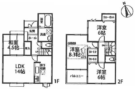 Floor plan. 33,800,000 yen, 4LDK, Land area 92.7 sq m , Building area 91.08 sq m 1 No. ground floor plan