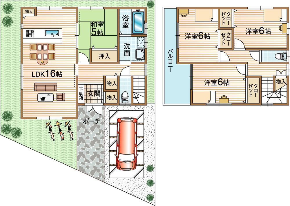 Floor plan. 30,800,000 yen, 4LDK, Land area 111.03 sq m , Building area 97.2 sq m 4LDK + with garage!