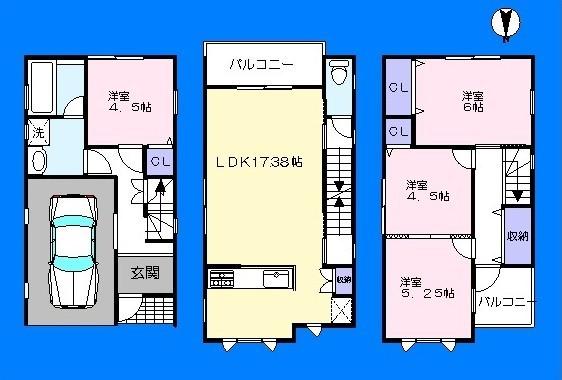 Floor plan. 24,800,000 yen, 4LDK, Land area 59.46 sq m , Building area 105.04 sq m   ☆ All room Western-style
