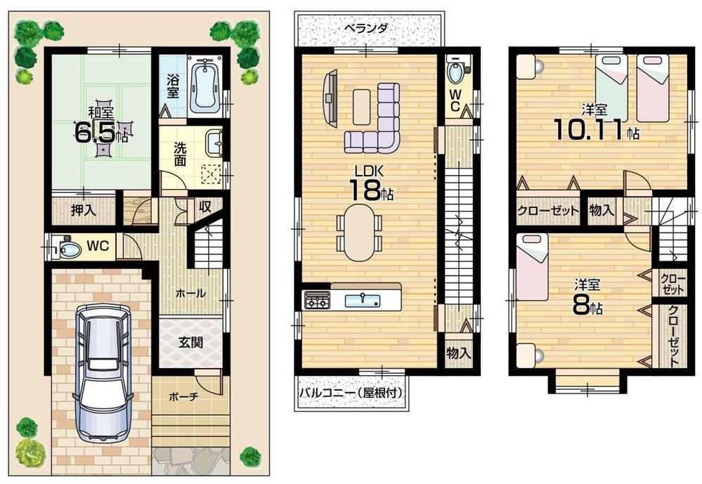 Floor plan. 20.8 million yen, 3LDK, Land area 61.49 sq m , Spacious living room with a building area of ​​110.58 sq m 1 all floor