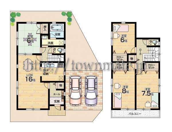 Floor plan. 30,800,000 yen, 4LDK, Land area 120.01 sq m , Building area 100.44 sq m 1 Building land area 120.01 square meters building area 100.44 square meters