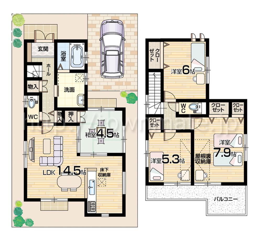 Floor plan. (Building 2), Price 32,800,000 yen, 4LDK, Land area 87.42 sq m , Building area 92.12 sq m