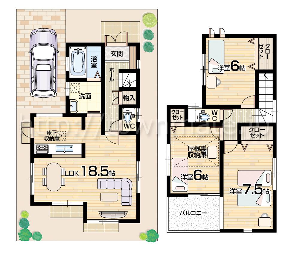 Floor plan. (3 Building), Price 32,800,000 yen, 3LDK, Land area 85.8 sq m , Building area 88.6 sq m