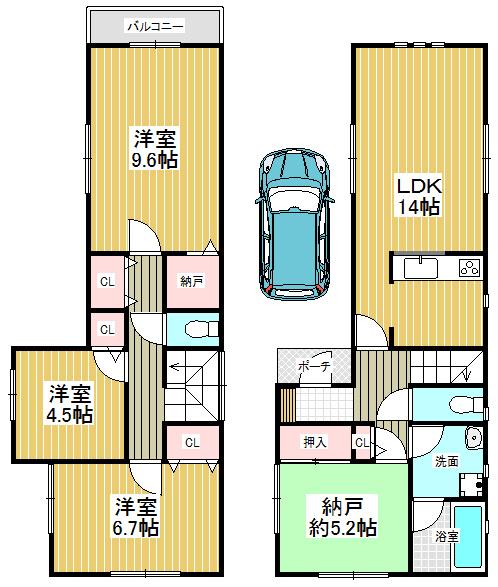 Floor plan. 23.8 million yen, 4LDK, Land area 96.53 sq m , Building area 94.36 sq m