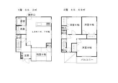 Building plan example (floor plan). Building plan example Building price 1,435 yen Building area 105.98 sq m