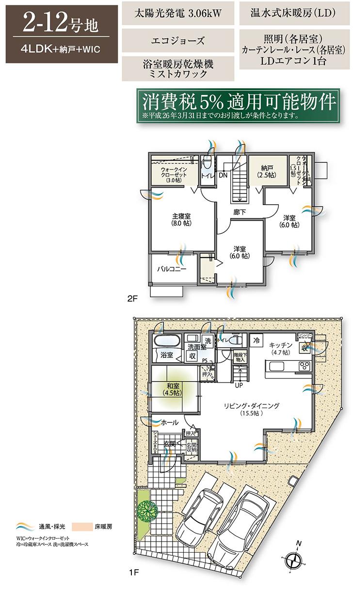 Floor plan.  [2-12 No. land] So we have drawn on the basis of the Plan view] drawings, Plan and the outer structure ・ Planting, such as might actually differ slightly from.  Also, The car is not included in the price.
