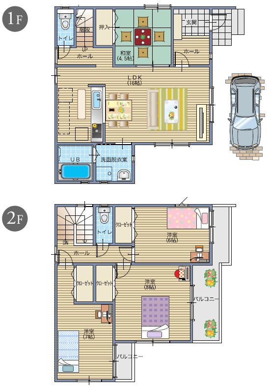 Building plan example (introspection photo). Plus a Japanese-style room in the large living, House in pursuit of living ease.