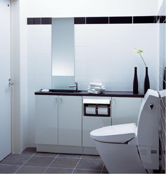 Toilet. Stylish equipped with a hand-wash