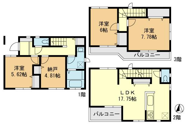 Floor plan. 37,800,000 yen, 4LDK, Land area 88.09 sq m , Building area 100.59 sq m