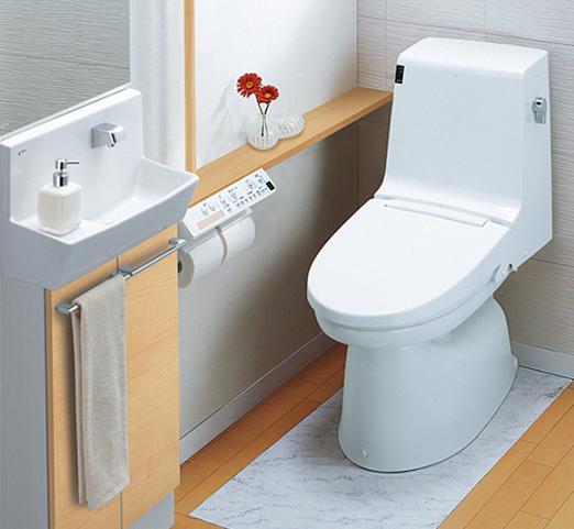 Toilet. Stylish toilet with hand washing