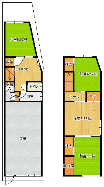 Floor plan. 11 million yen, 4DK + S (storeroom), Land area 70.38 sq m , Building area 85.6 sq m store space is located about 8 square meters. OK in the office! You can renovated also in the parking lot with a little additional cost.