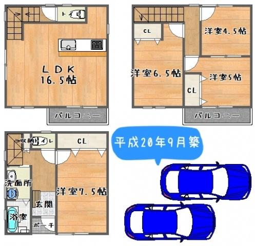 Floor plan. 28.8 million yen, 4LDK, Land area 69.03 sq m , Building area 91.12 sq m