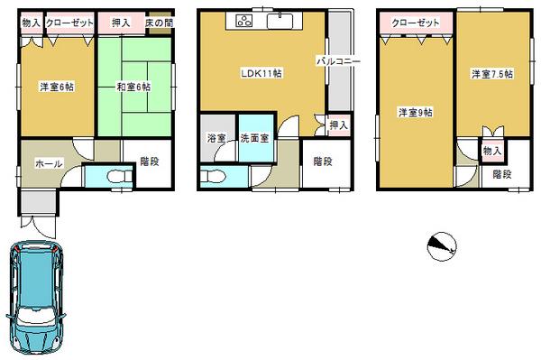 Floor plan. 15.8 million yen, 4LDK, Land area 65.57 sq m , Building area 100.27 sq m