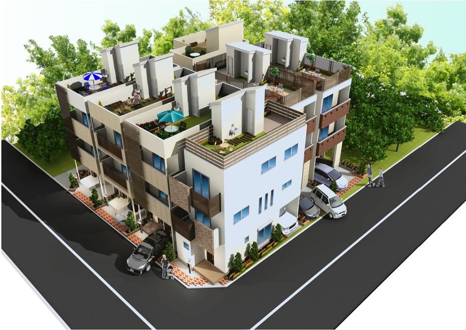 Rendering (appearance). Also to ensure privacy in the city center to be dense, Peace of mind ・ Elaborate a variety of ideas to be able to live comfortably, It has adopted a state-of-the-art facilities.