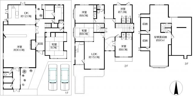 Floor plan. 88 million yen, 6LDK, Land area 278.63 sq m , Is a floor plan of the building area 354.13 sq m 6LDK + LDK