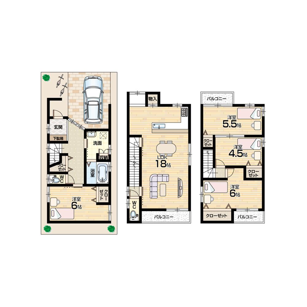 Floor plan. 28.8 million yen, 4LDK, Land area 67.56 sq m , Building area 95.09 sq m Floor