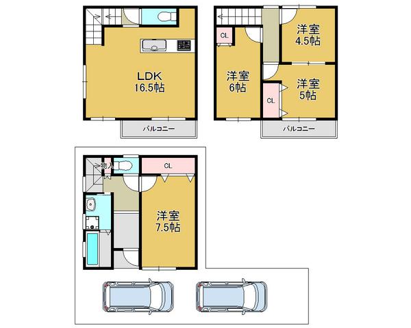 Floor plan. 28.8 million yen, 4LDK, Land area 69.03 sq m , Building area 91.12 sq m
