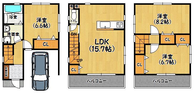 Building plan example (floor plan). Floor plan No. B land
