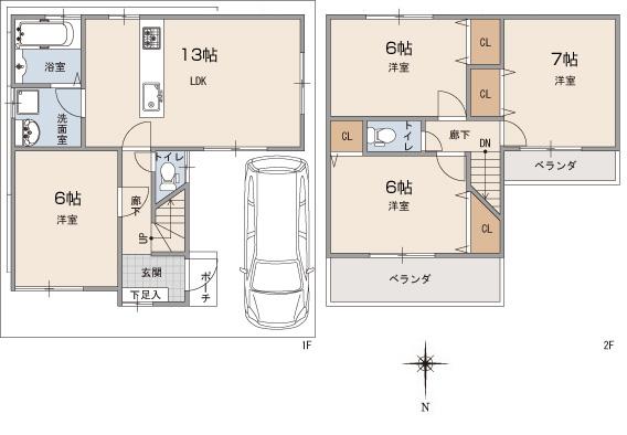 Other building plan example. Two-storey station near in Osaka city! Please check the local 4LDK. It is your satisfaction house.