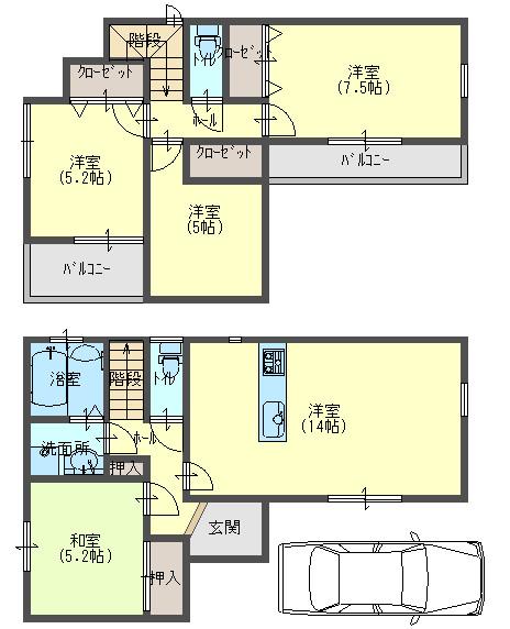 Floor plan. 27,800,000 yen, 4LDK, Land area 86.68 sq m , It is a building area of 89.84 sq m per day preeminent livable