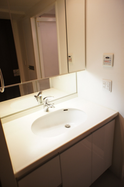 Washroom. Shampoo dresser washbasin