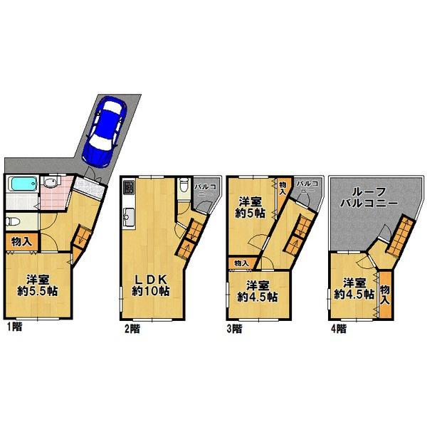 Floor plan. 25,300,000 yen, 4LDK, Land area 59.36 sq m , Building area 93.67 sq m
