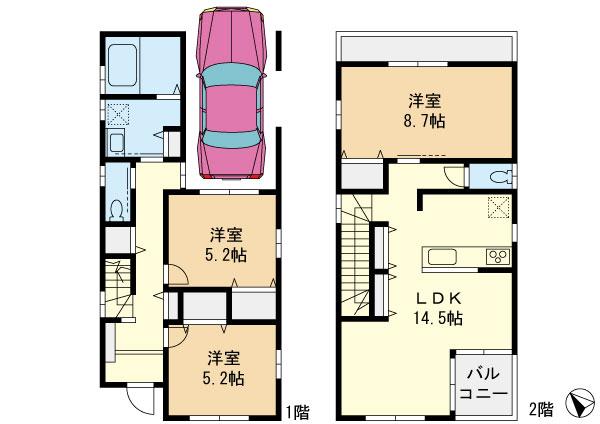 Floor plan. 37.5 million yen, 2LDK, Land area 82.67 sq m , Building area 87.35 sq m 2-story Floor Plan view