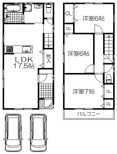 Floor plan. 34,800,000 yen, 3LDK, Land area 87.85 sq m , Building area 85.85 sq m reference plan