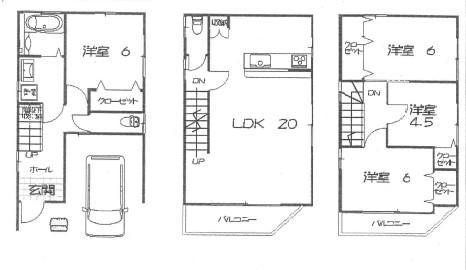 Floor plan. 36,800,000 yen, 4LDK, Land area 58.84 sq m , Building area 58.84 sq m 4LDK + is a floor plan of the garage